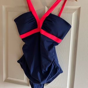Boden navy blue and orange one piece suit